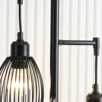 Lampada da Terra Industriale con 3 Paralumi e Intensità Regolabile, in Acciaio, 30x30x170.5 cm, Nero