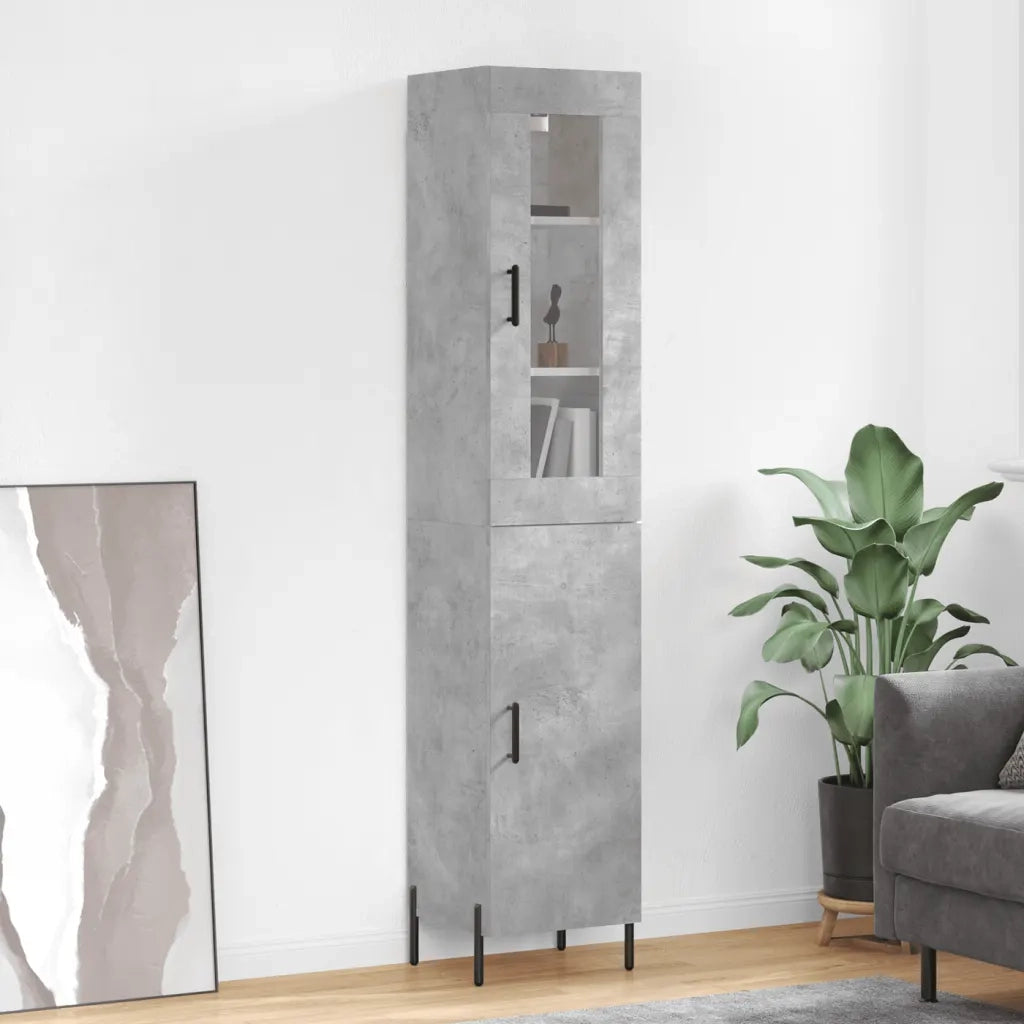 Credenza-Buffet-Armadio da cucina Grigio Cemento 34,5x34x180 cm in Legno Multistrato 476929