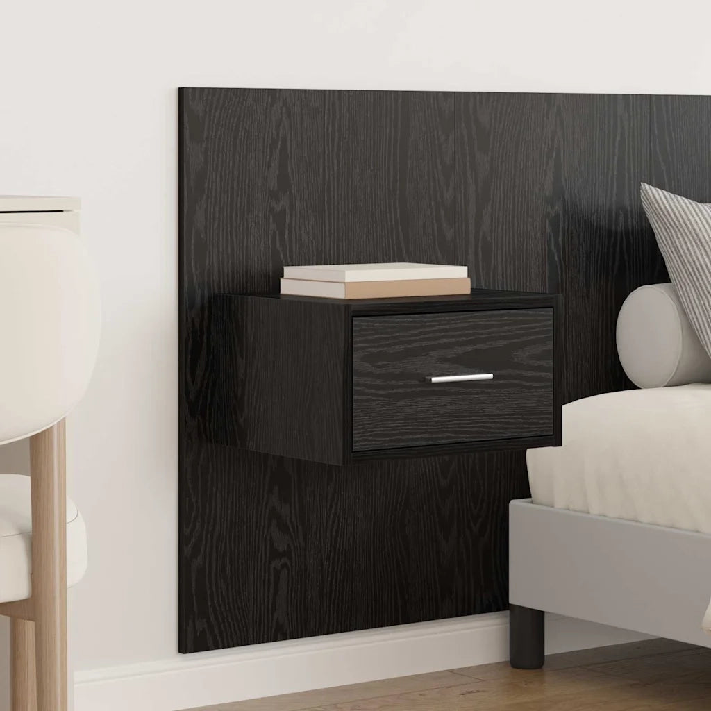 Testata con Comodino 3 pcs Rovere Nero Legno multistrato