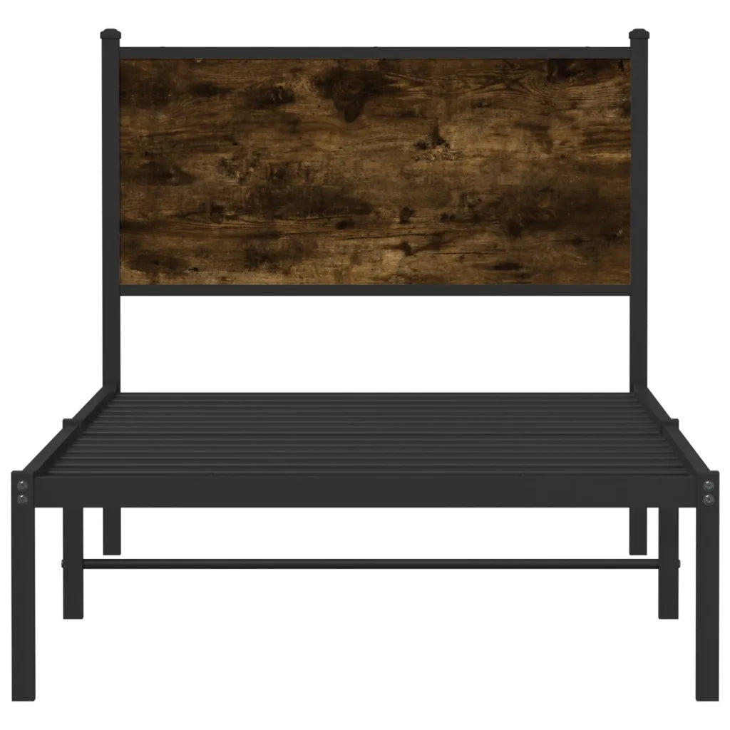 vidaXL Giroletto senza Materaso in Metallo Rovere Fumo 90x200 cm