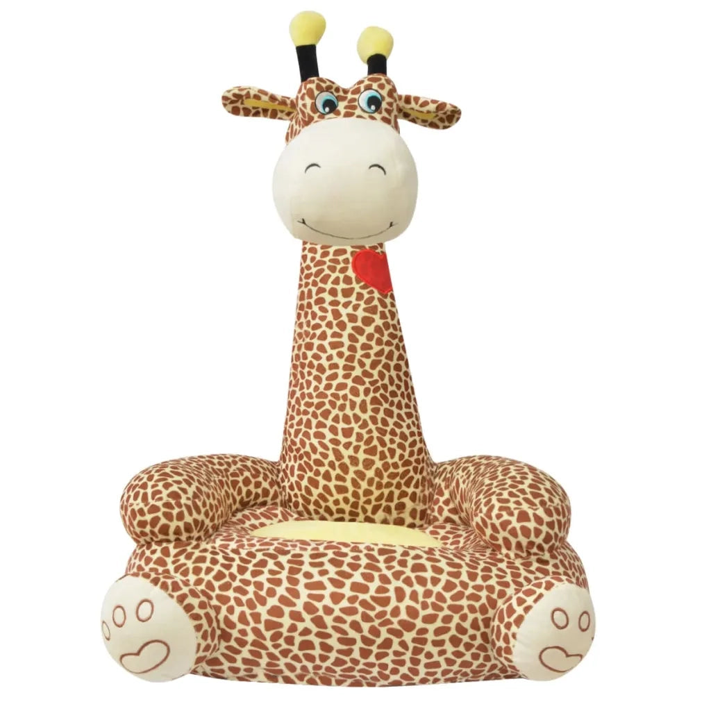 Poltrona | Sedia Relax in Peluche per Bambini Girafa Marrone