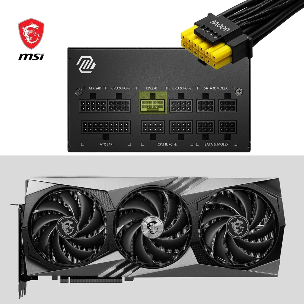 MAG A850GL PCIE5 Alimentatore 850W, 80 Plus Gold, completamente modulare, ATX 3.0, supporto GPU PCIe 5.0, ventola FDB da 120 mm, Full-Bridge LLC, cavi neri piatti