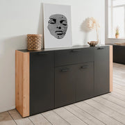 Madia Cento51A con 4 ante e 1 cassetto colore antracite con laterali in rovere artisan 162 cm