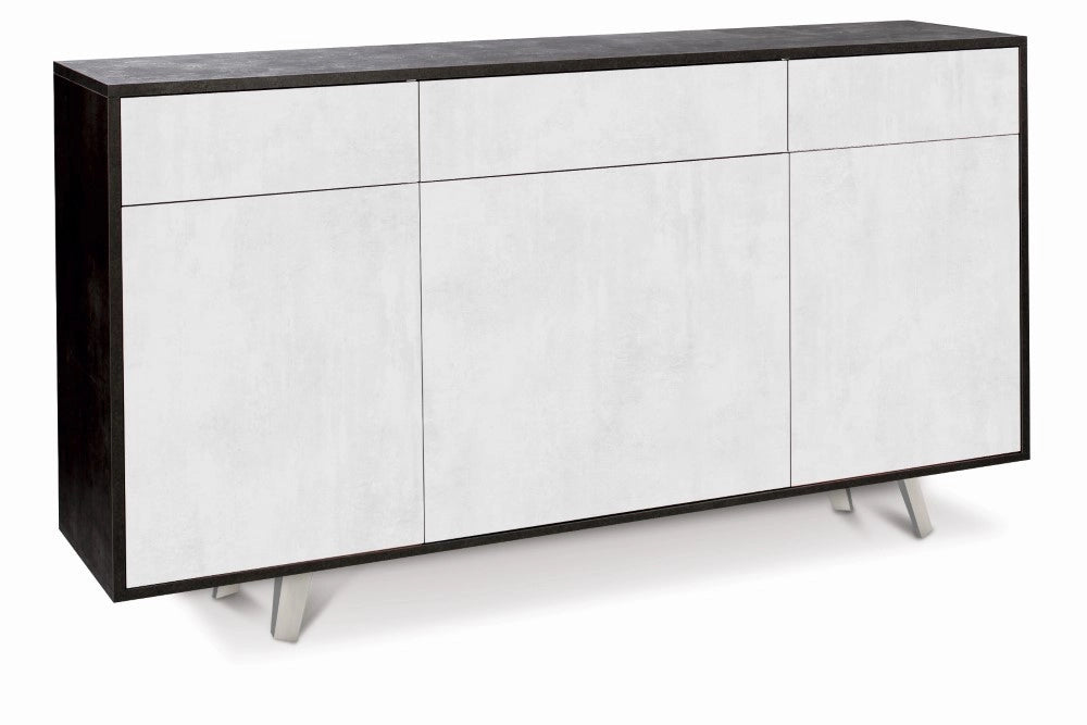 Mobile Madia 3 ante e 3 cassetti  H92 L164 P41 Cm Struttura Nero ossido Frontali Bianco ossido 7076k Sarmog