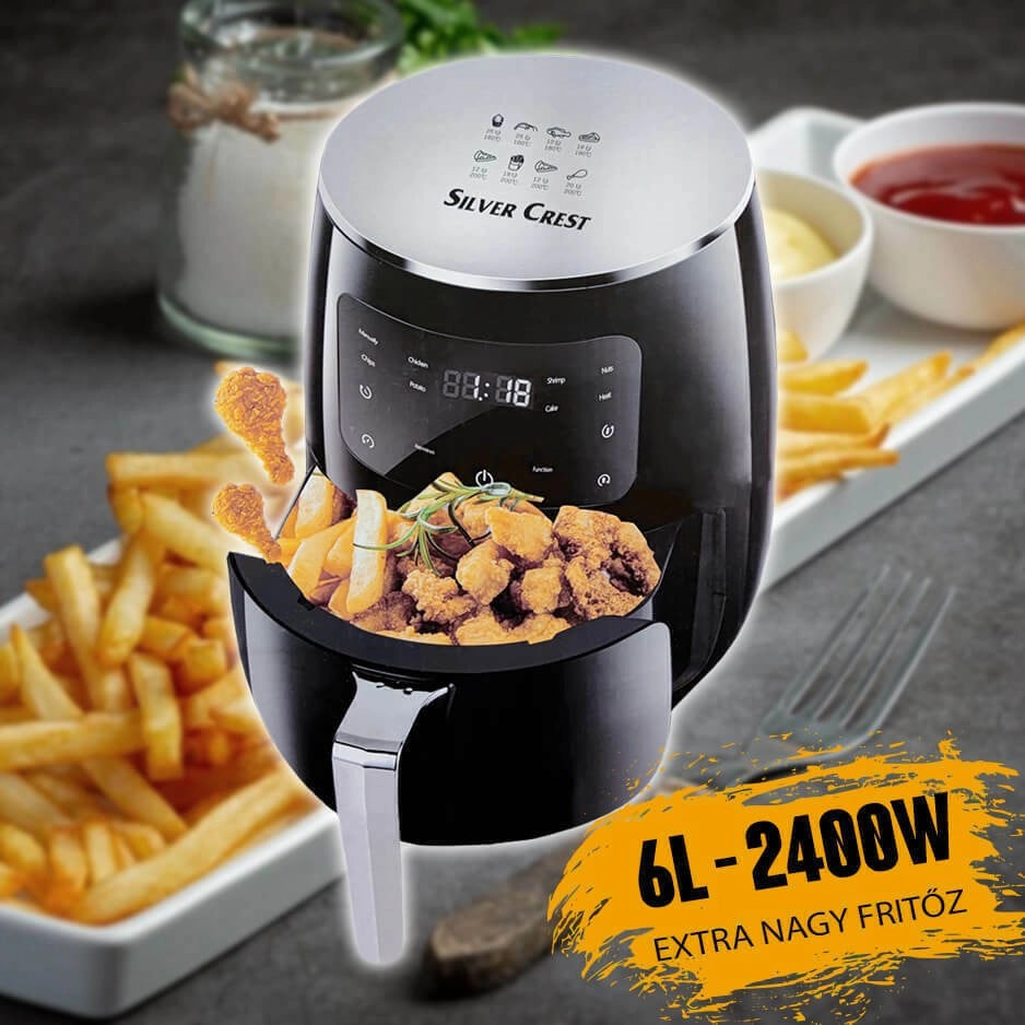 FRIGGITRICE AD ARIA CALDA 6lt Senza Olio Touch Screen LCD 2400W CESTO REMOVIBILE - ZENCOCCO