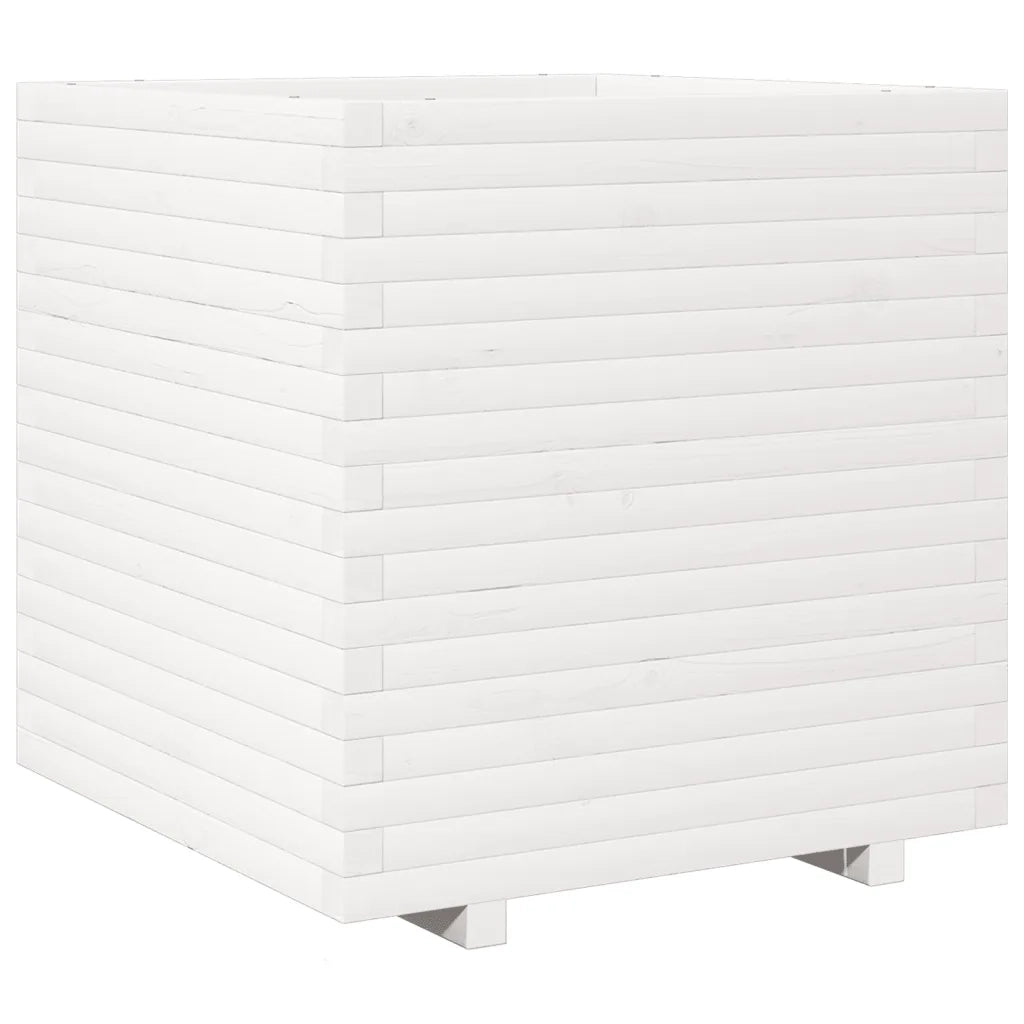 Fioriera da Giardino-Vaso da Esterno Bianca 70x70x72 cm Legno Massello di Pino