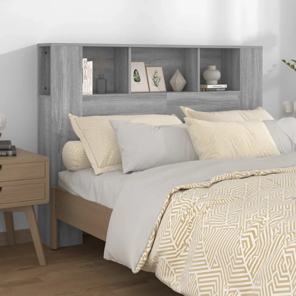 Testiera con Scomparti-Testata con Ripiani Grigio Sonoma 140x18,5x104,5 cm