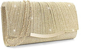 Clutches per donna con chiusura con cerniera e catena rimovibile, borsa elegante per donne con pailletten per matrimoni, feste e gala (oro)