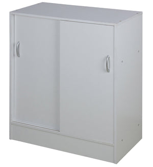 Mobiile 2 Ante Scorrevoli 3 Ripiani 60x30x71 cm in PB e Carta Bianco