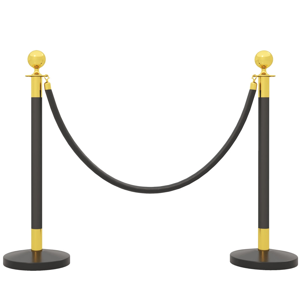 Colonnine Segnapercorso in Acciaio Inox con Corda Vellutata Nera ¨C zephmum ¨C ?32x96 cm