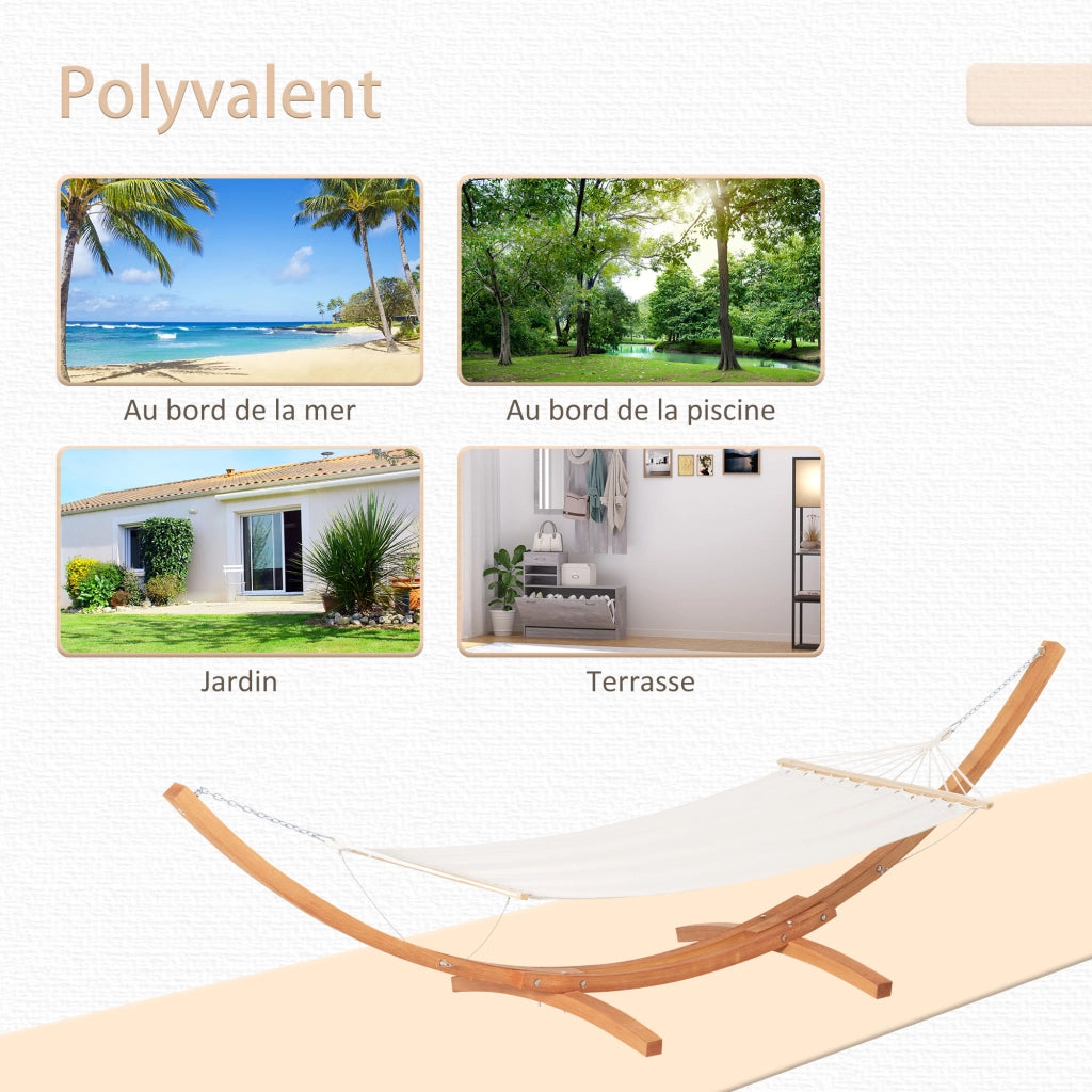 Amaca da giardino con supporto in legno ¨C zephmum ¨C 392x120x110 cm color crema marrone