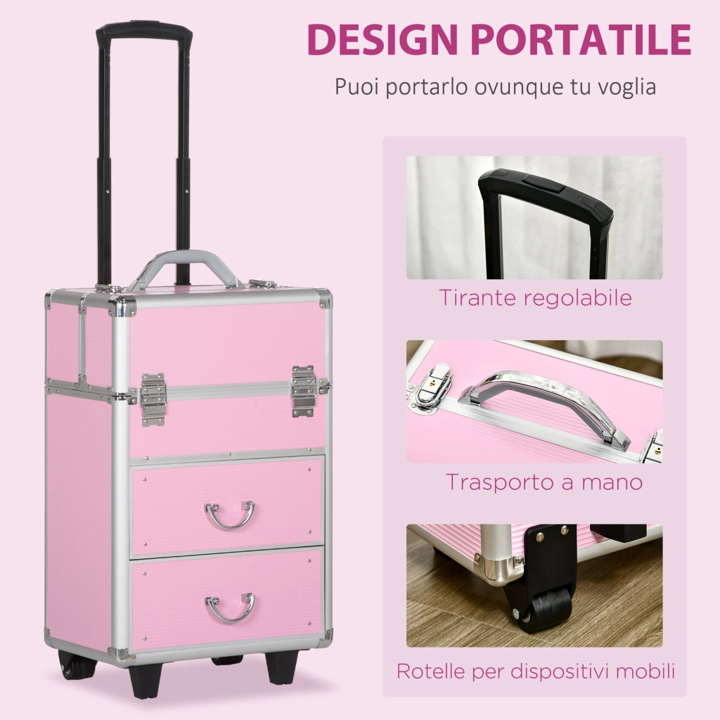 Valigetta Porta Trucchi Professionale ¨C zephmum ¨C 36x23x58 cm, Rosa