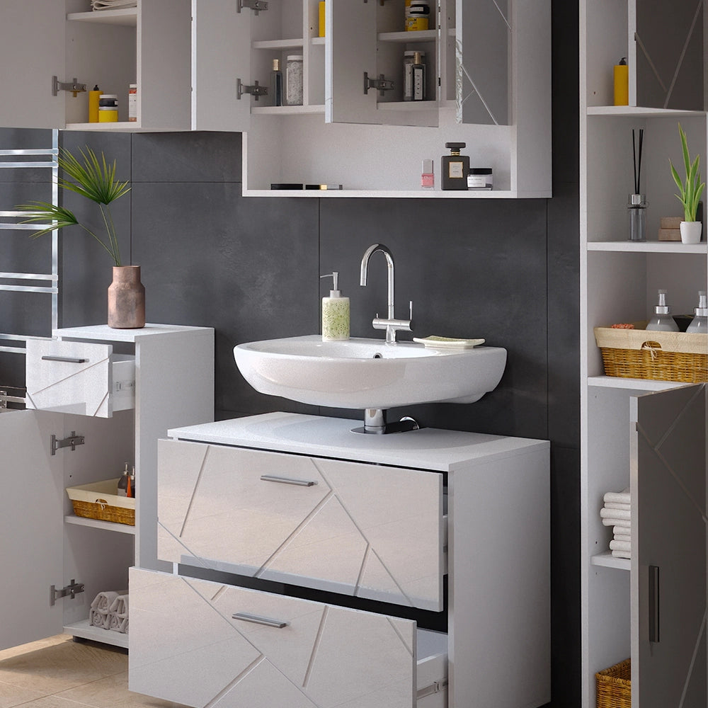 Vicco Set mobili bagno Bianco lucido 5 parti