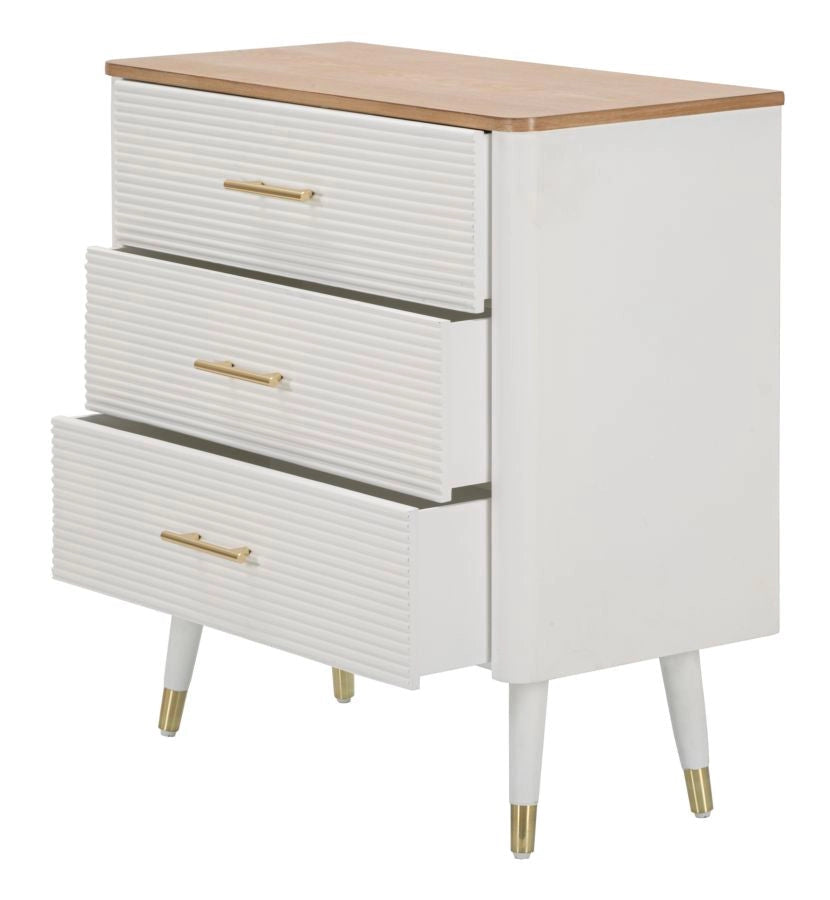 Comò Matera 78x80x37 cm in Legno MDF e Ferro Bianco/Marrone