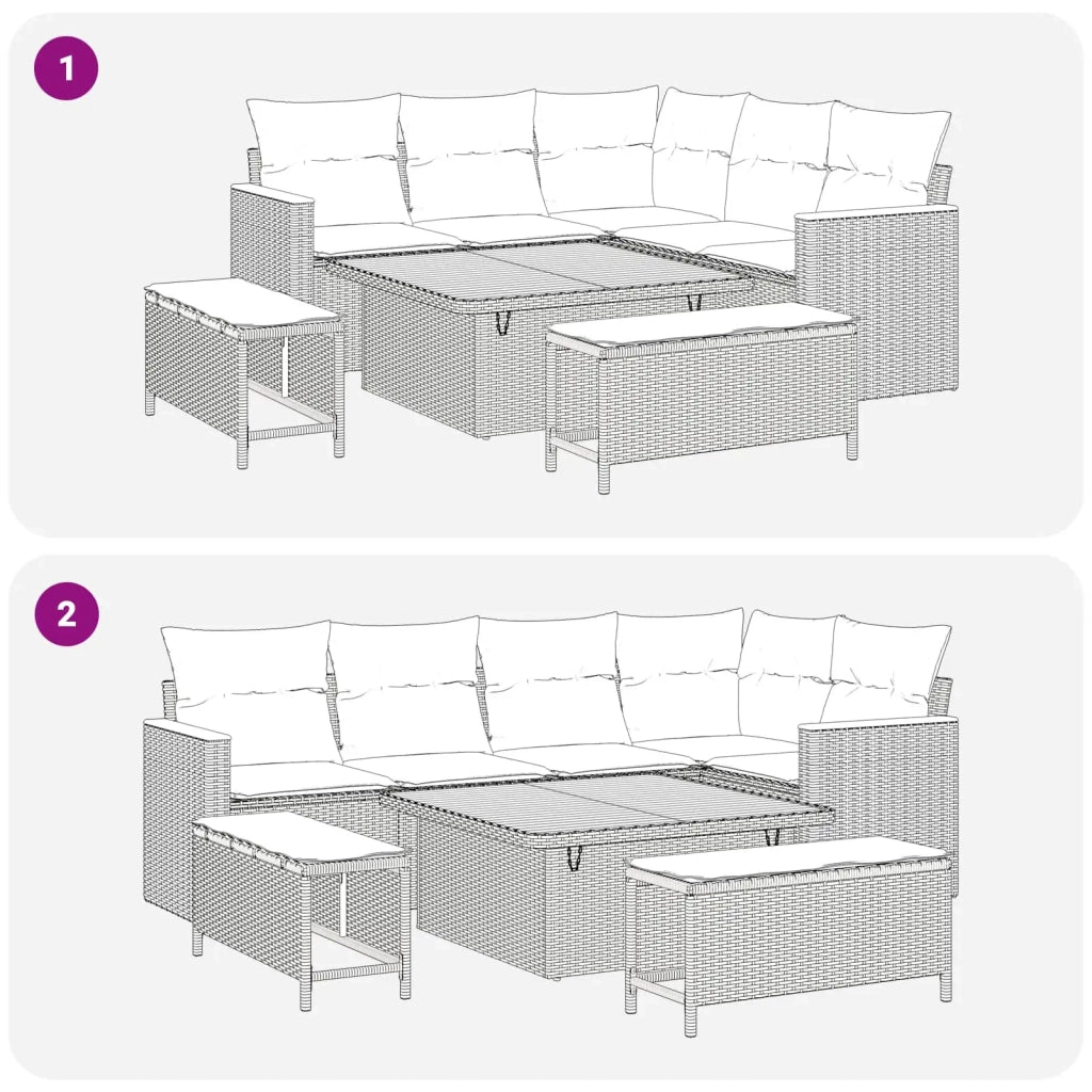 Set Divano da Giardino 8 pcs Beige polyrattan 3362907