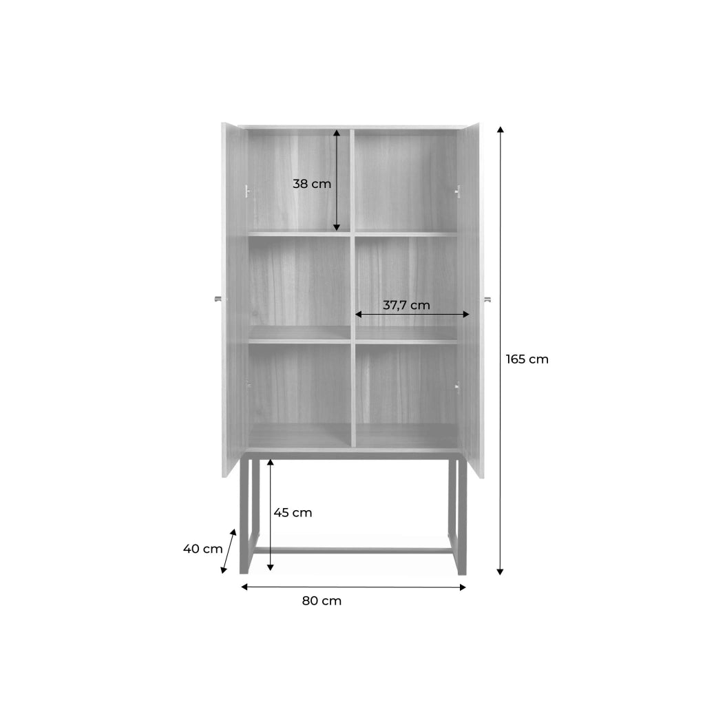 Credenza a 2 ante in canna e legno, 165cm, marrone naturale