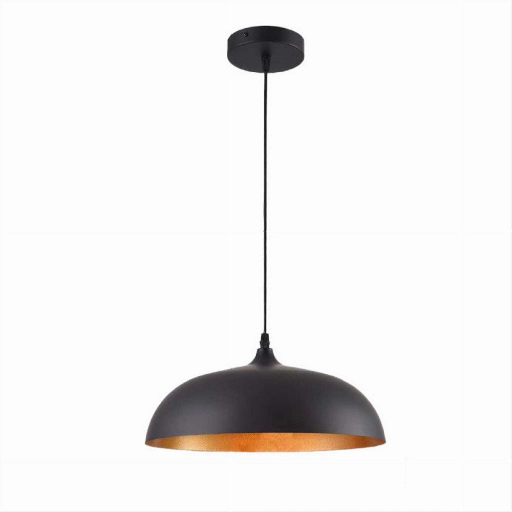 Trade Shop - Lampadario A Sospensione Soffitto E27 Ferro Paralume Moderno Elegante Cupola B90 - Nero