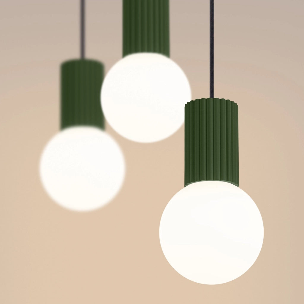 Lampada a sospensione HALO 3L verde oliva
