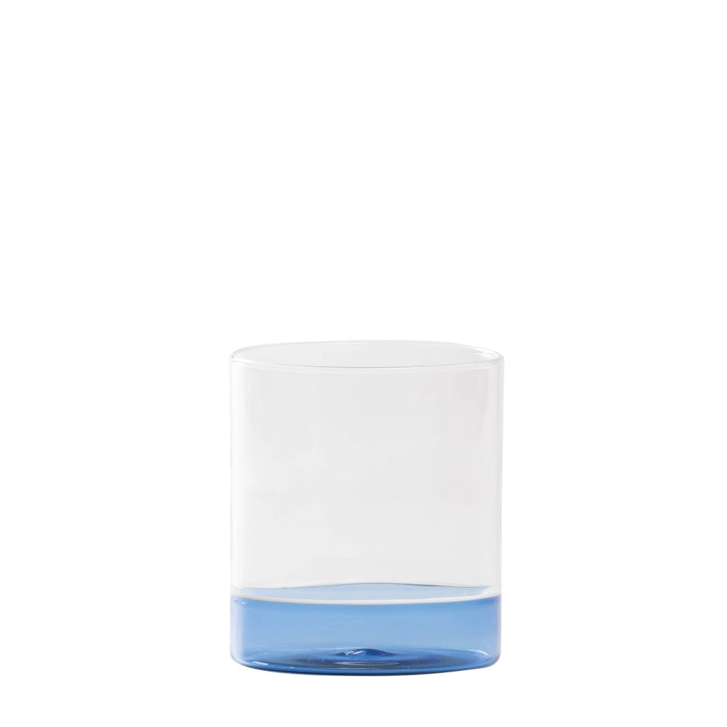 Filo Bianco Set 4 Bicchieri Tumbler in Vetro Borosilicato Soffiato a Mano, Trasparente e Bluino, Design Artigianale Muranese per Tavola Elegante