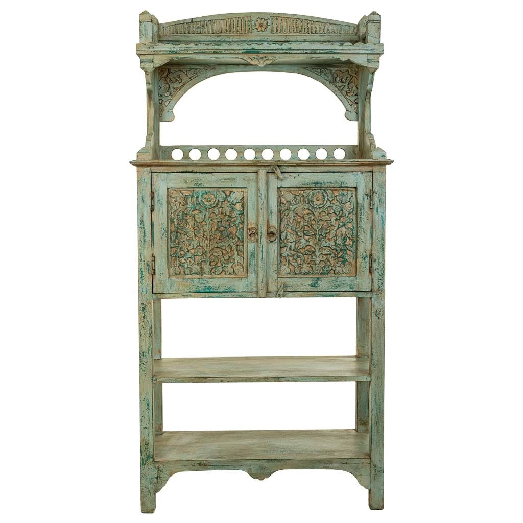 Credenza in legno artigianale blu 75x35x150