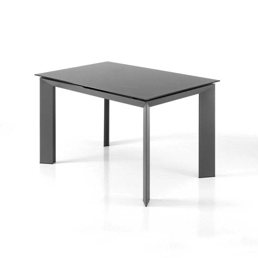 Tavolo allungabile in vetro temprato grigio cm. H.76xP.80xL.120