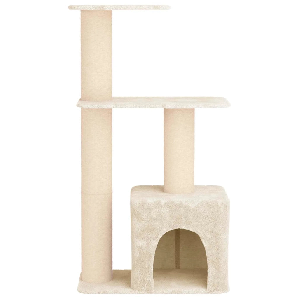 Albero per gatti con pali per graffiare in sisal Crema 133 cm 42033066