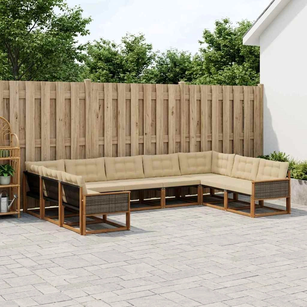 Set di divani da esterno 9 pz Naturale e Beige 3381677
