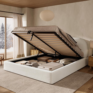 Letto doppio imbottito 180x200cm - Xylo - bouclé beige