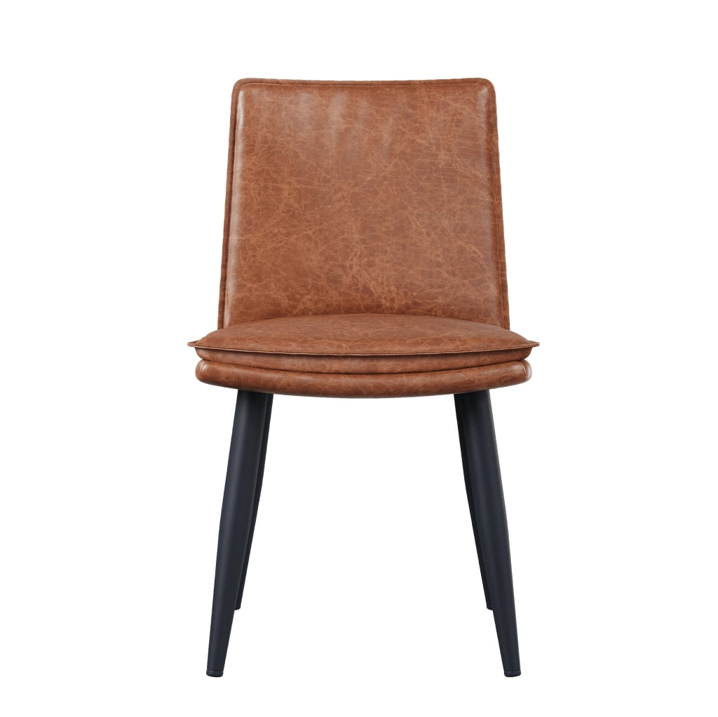 Set di 4 sedie da pranzo moderne in PU marrone con seduta doppio strato e gambe in metallo