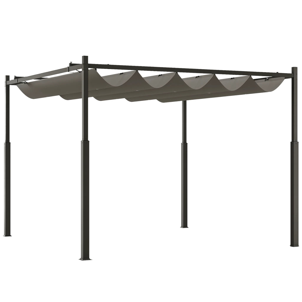 Pergola 3x3 m con Schiebedach ¨C zephmum ¨C Grigio, Polipropilene, 300x300x240 cm