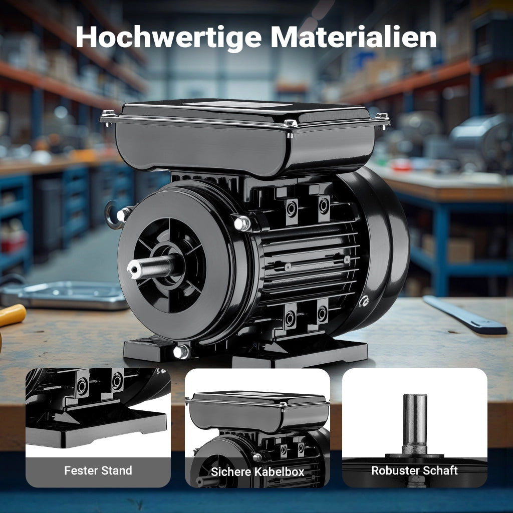 Motore elettrico asincrono monofase, 1400 giri/min, 230 volt, 0,37 kw, 1/2 CV, IP44, classe F