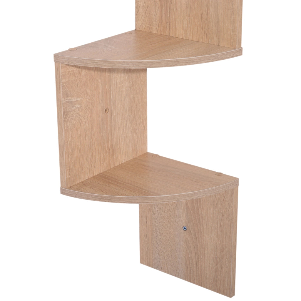 Libreria Angolare a Parete Zigzag 5 Livelli ¨C Zephmum ¨C Legno Rovere 20x20x126 cm