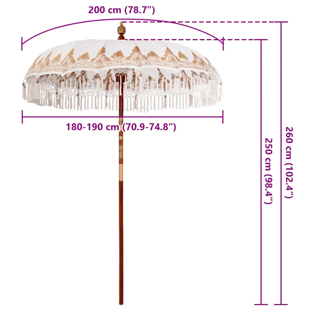 vidaXL Parasol Balinese Crema (180-190) x 260 cm