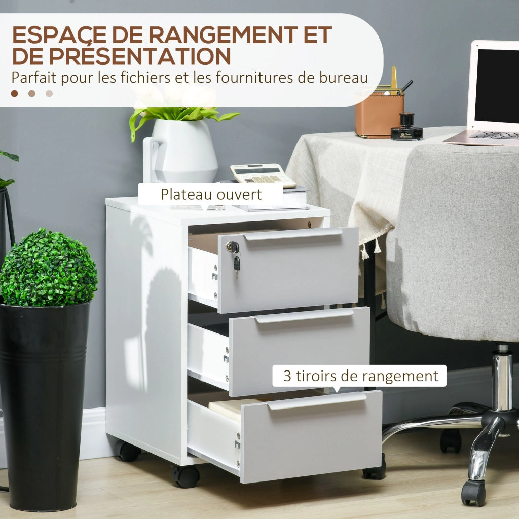 Scrivania con cassetti e ruote ¨C zephmum ¨C bianco grigio 40x40x63.5 cm