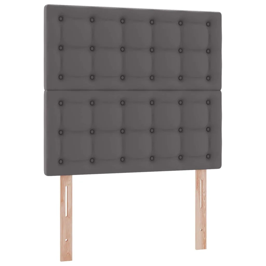 Letto con contenitore e LED Grigio 100 x 200 cm Pelle Sintetica