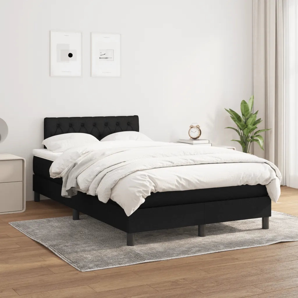 Giroletto a Molle con Materasso Nero 120x190 cm in Tessuto