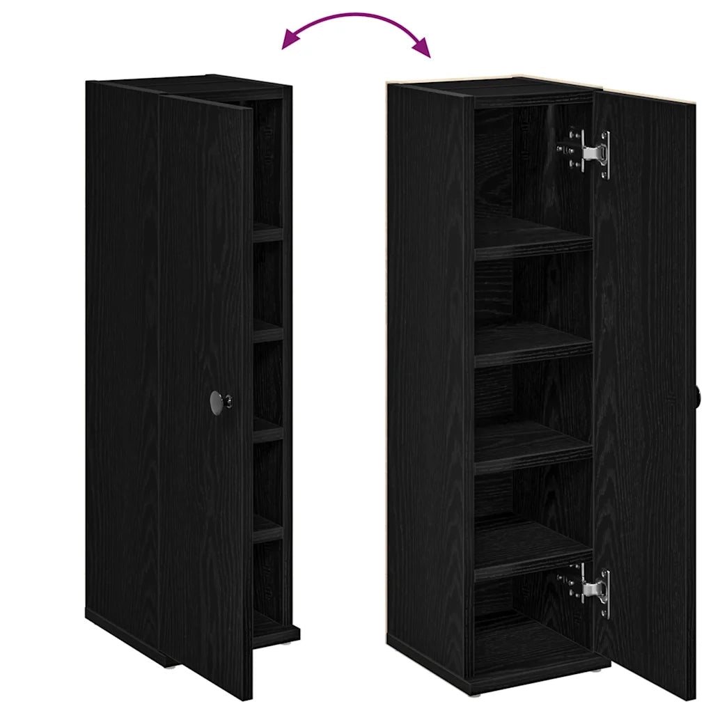 Mobile da Bagno | Armadio da bagno con Portarotolo Nero 20,5x22x72 cm