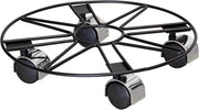 Carrello per piante in acciaio con verniciatura nera, uso interno, Ø 30 x 6,5 cm, carrello con contenitore e limite di carico 60 kg - 20093801