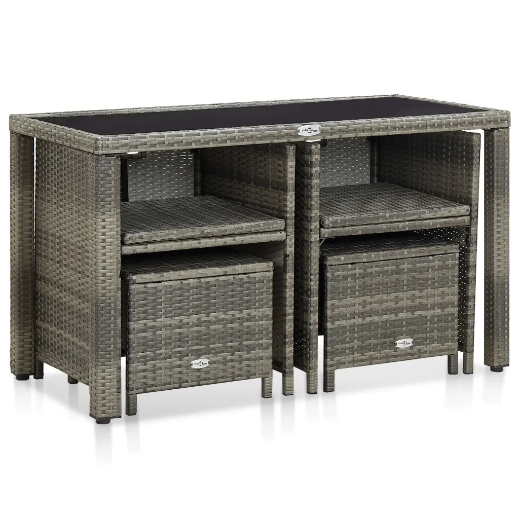 Set da Pranzo da Giardino 5 pz con Cuscini in Polyrattan Grigiocod mxl 94952