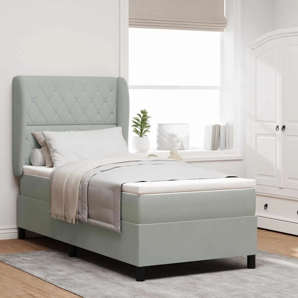 Letto a molle con testiera Grigio chiaro 190 x 90 cm Poliestere 3340850