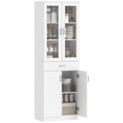 Credenza Cucina ¨C zephmum ¨C 4 Porte 2 Vetro, Cassetti, Bianco, 60x35x180cm