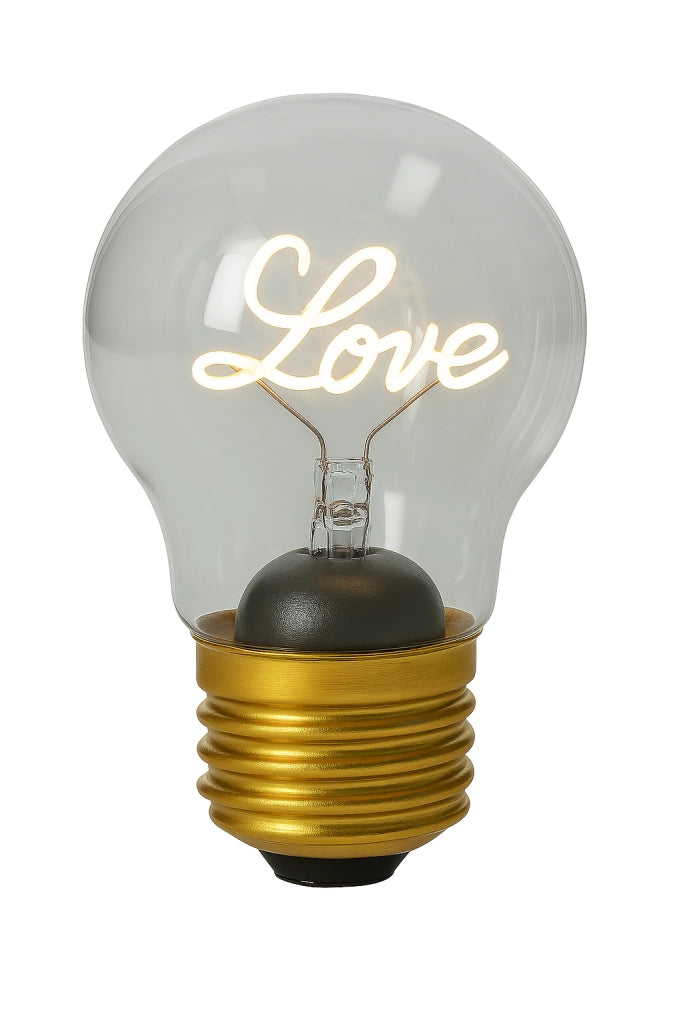 Lampadina in vetro scritta love