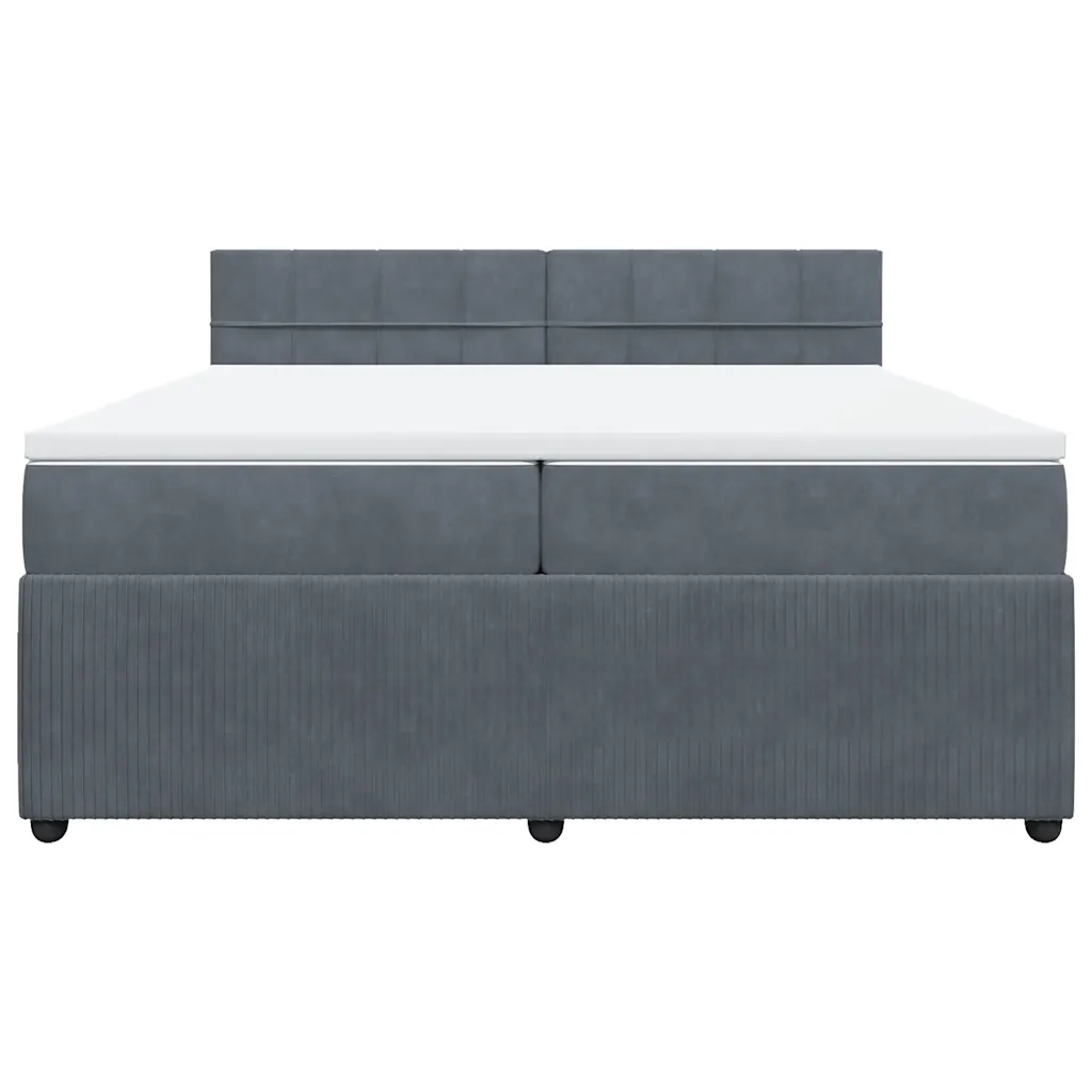 Giroletto a Molle con Materasso Grigio Scuro 200x200 cm Velluto