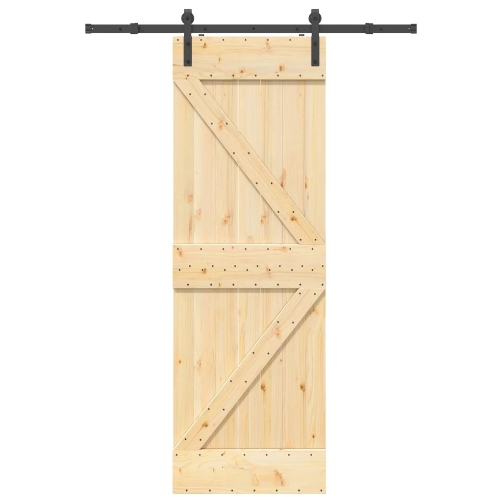 Porta scorrevole NARVIK Naturale e Nero 70 x 210 cm (152,5 cm) 3445203