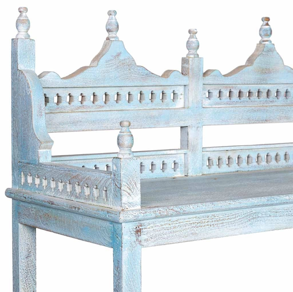 Scaffale in legno intagliato blu 90x40x166 cm