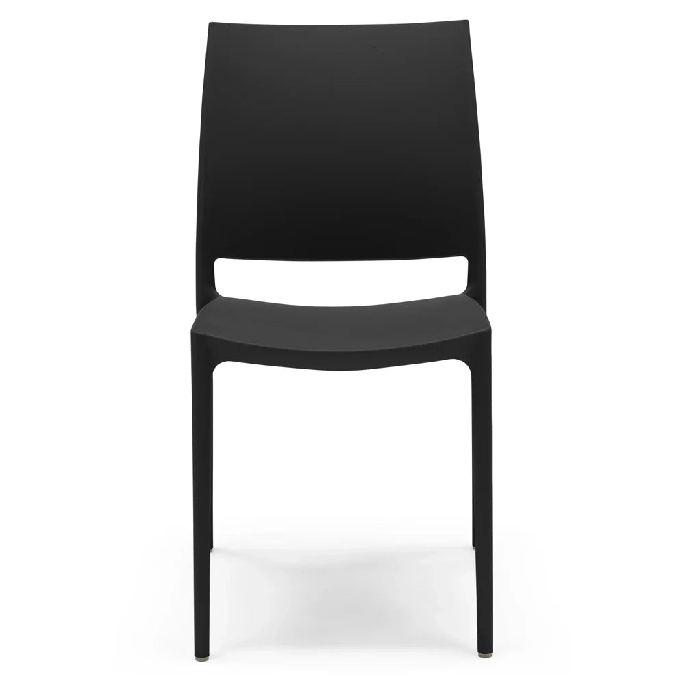 Set 2 sedie in polipropilene MOON impilabile resistente ai raggi UV design moderno ideale per sala da pranzo, cucina, giardino, bar, colore Nero Grafite