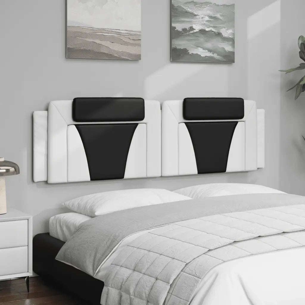 Coussin de tête de lit Viana blanc et noir 180 cm similicuir