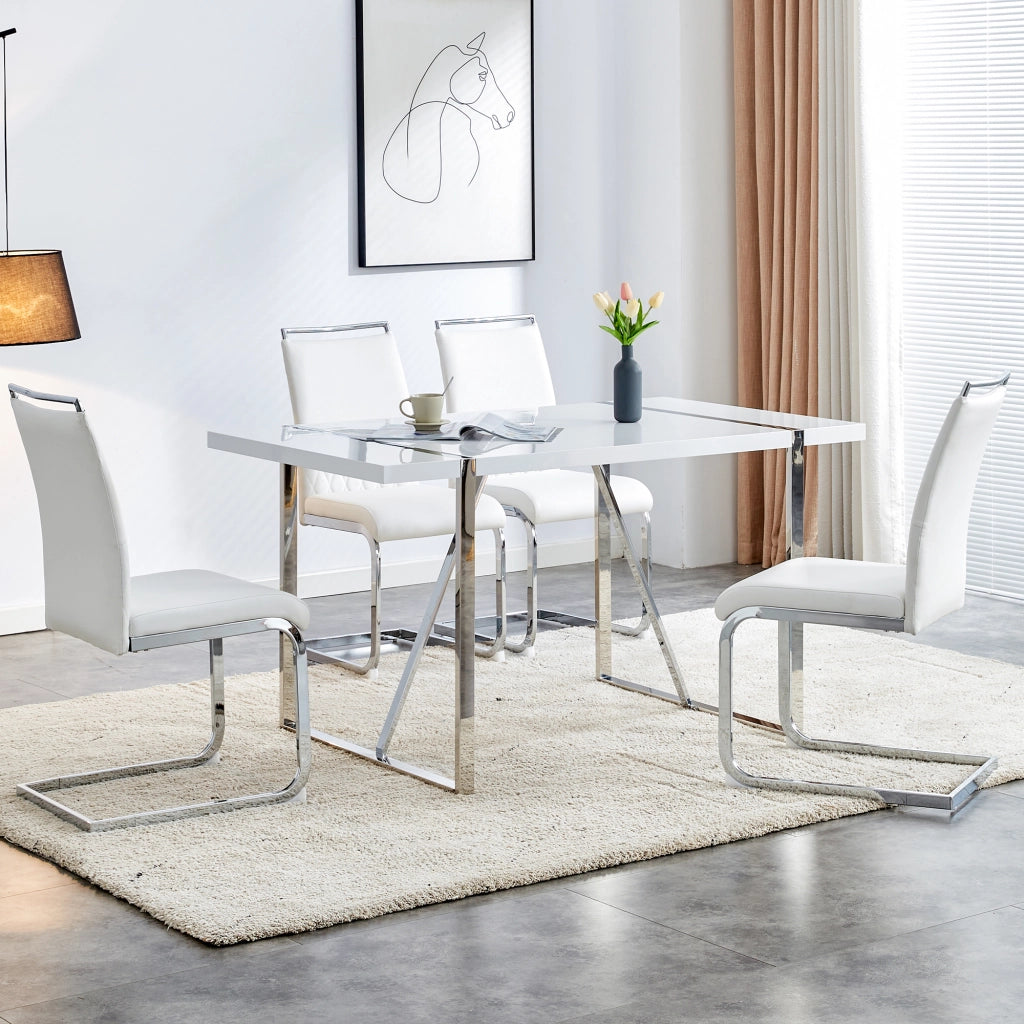 SEDIA ergonomica 42x48x95 cm bianco con schienale in PU e lino
