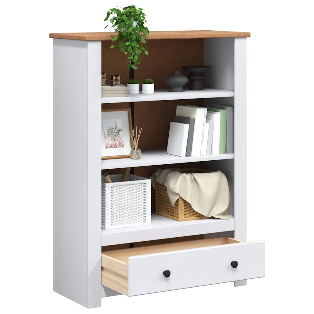Libreria-Scaffale per Libri-Mobile di Stoccaggio Bianca 80x35x110 cm in Pino Massello Panama Range