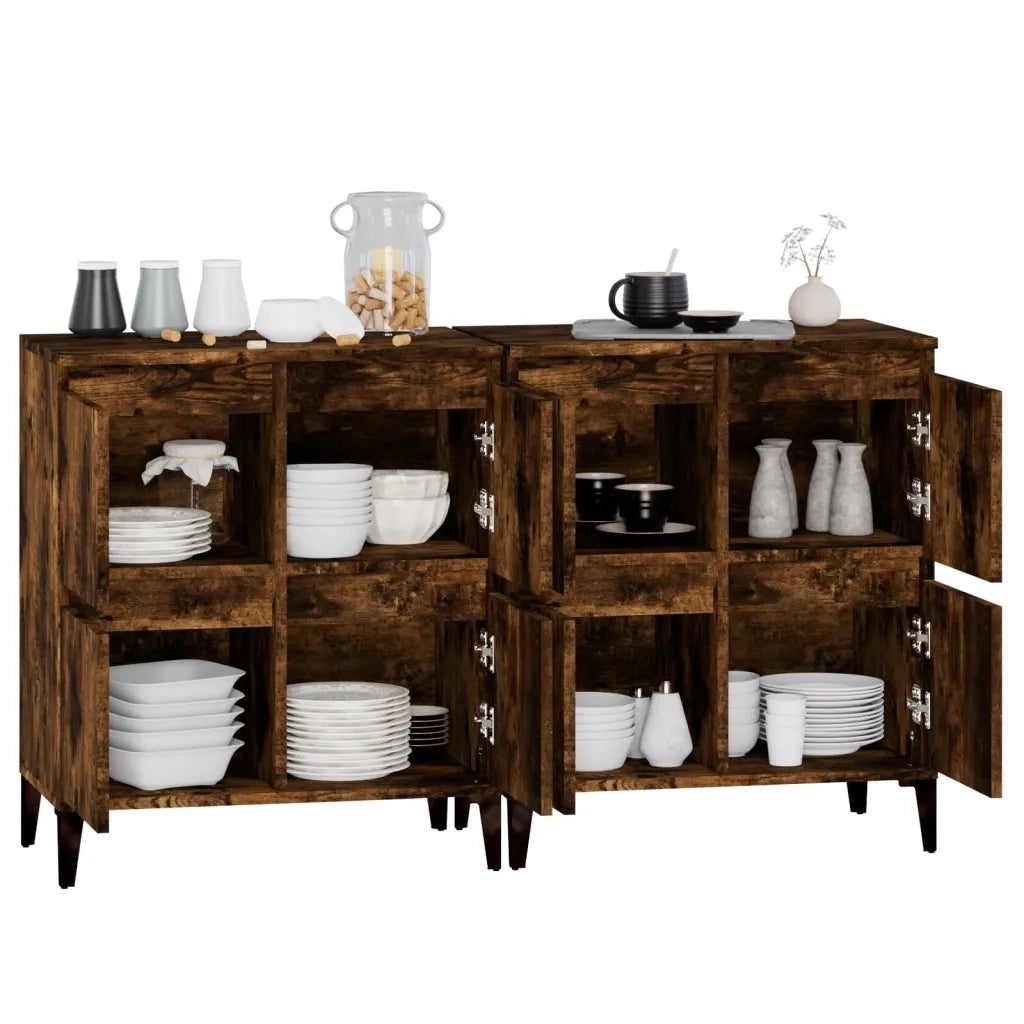 Credenze 2pz | Madia | Buffet da pranzo | Armadio da pranzo Rovere Fumo 60x35x70 cm in Legno Multistrato